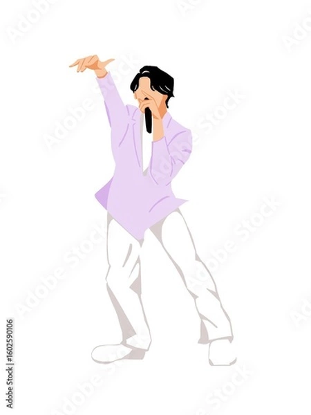 Obraz マイクを持って歌いながら踊るアーティスト