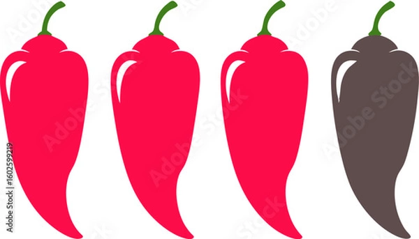 Obraz Three vibrant red chili peppers Vector Design