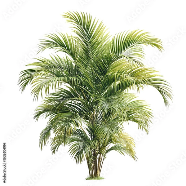 Fototapeta PNG of Lush green palm tree with vibrant fronds, adding a tropical vibe to any setting.