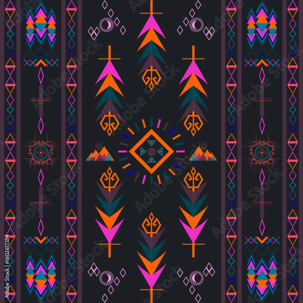 Fototapeta aztec ethnic seamless  pattern design,Geometric traditional Southwest tribal  Native American modern  fabric vector for textile printing