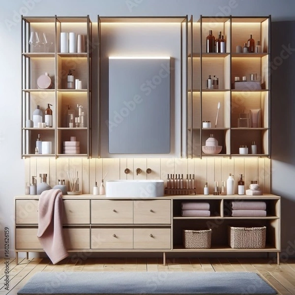 Fototapeta Modular Vanity with Adjustable Shelving