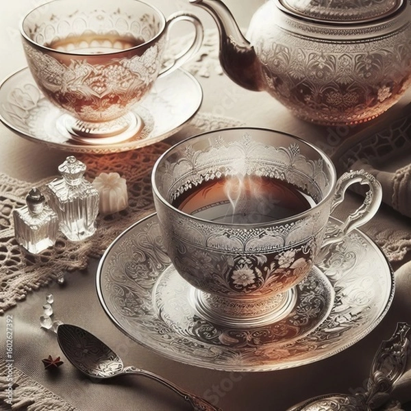 Obraz Etched Glass Dinnerware with Delicate Patterns Dinnerware with