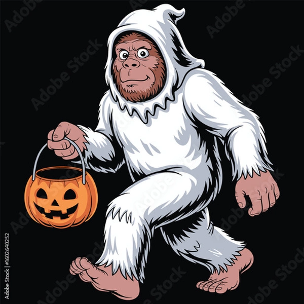 Obraz Bigfoot Halloween Vector Illustration – Spooky Sasquatch Monster Graphic for Fall, Horror, and Holiday Designs
