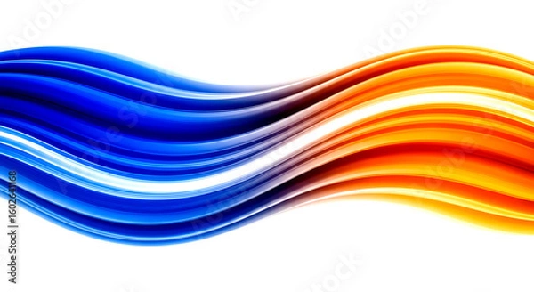 Fototapeta Abstract Blue and Orange Swirls on White Background wave