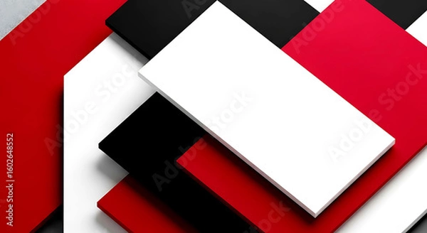 Fototapeta Abstract Red Black White Geometric Shapes Overlapping Background image