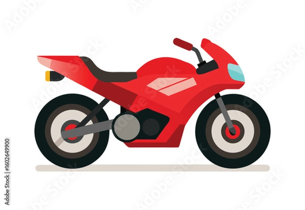 Obraz Sleek Red Motorcycle Illustration Modern Transportation Design Stylish Motorbike Graphic Vector Image Clean and Minimalist Concept Sporty Vehicle Representation Automotive Industry Symbol