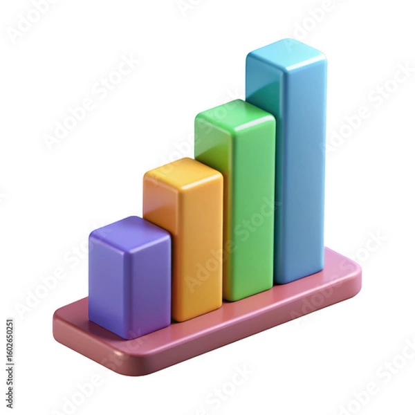 Fototapeta 3d bar chart with increasing values isolated on transparent background
