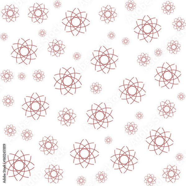 Fototapeta Atomic Red Pattern in Seamless Tile, Transparent seamless pattern, red line art, Retro-modern visual design