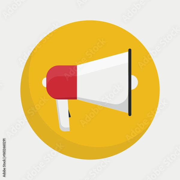 Fototapeta Simple Flat Blue Speaker Toa Megaphone Illustration Design on Yellow Background Template Vector