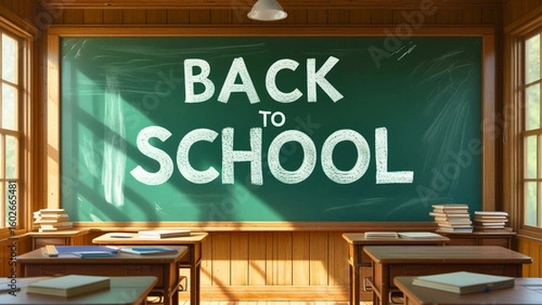 Obraz Back to school written on the school board	