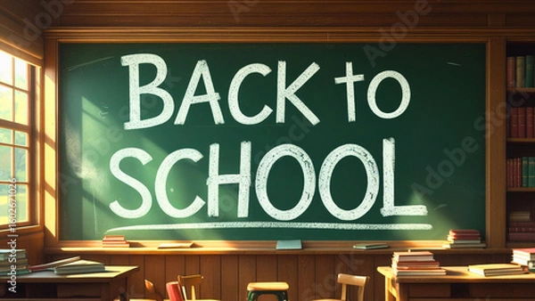 Obraz Back to school written on the school board	