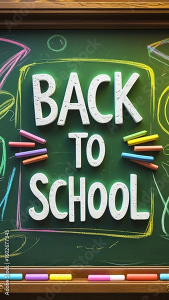 Obraz Back to school written on the school board	