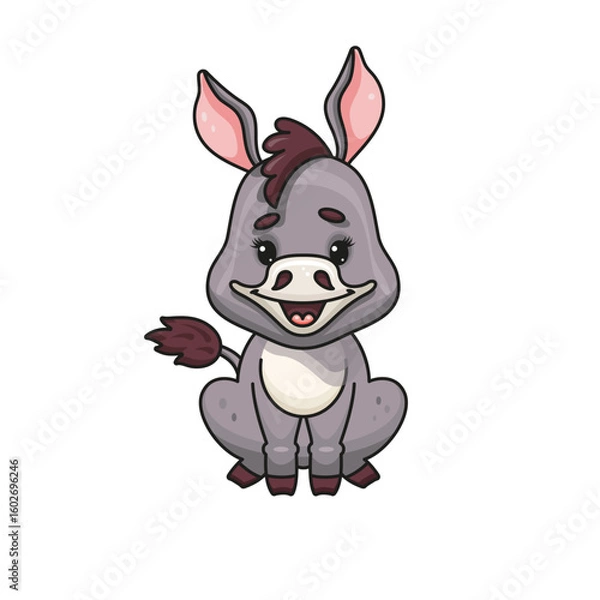 Obraz Cute Donkey Front-Facing Vector Illustration