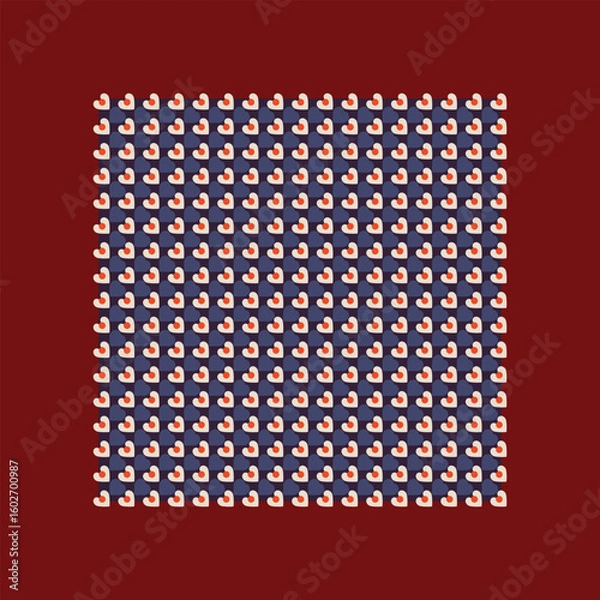 Fototapeta Square scarf design heart pattern white blue background. Summer season universal fashion accessory. High resolution image digital illustration. Modern scarves fabric textile swatch allover print block