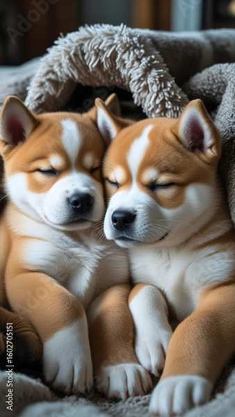 Obraz Akita puppy's cuddle up