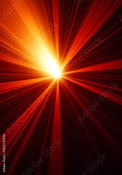 Fototapeta Dynamic Red Light Burst Abstract Flare, Energy, Beam, Glow, Flare, Explosion, Brightness, Abstract Background.