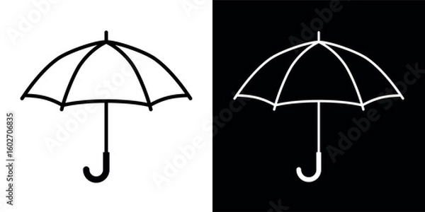 Fototapeta Umbrella icon. Symbol of rain or protection. Means of protection from the sun. Season or autumn pictogram. Attribute of bad weather or precipitation.