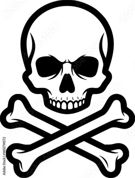 Fototapeta Skull and crossbones icon. Death symbol, danger or poison icon. Vector Illustration.
