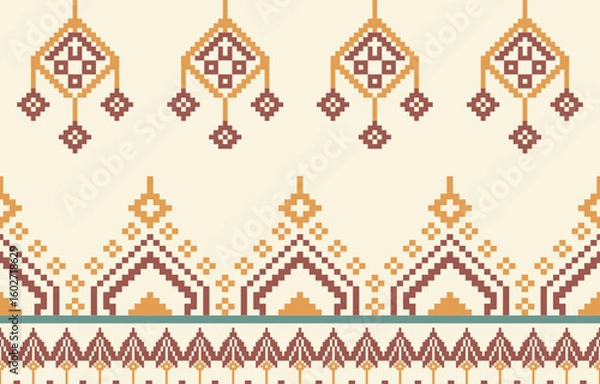 Fototapeta Geometric ethnic pattern seamless, Native American ethnic design, Southwestern decor design for background ,curtain, carpet, wallpaper, clothing, wrapping, Batik, vector illustration.