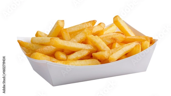 Fototapeta French Fries in a White Container on Transparent Background