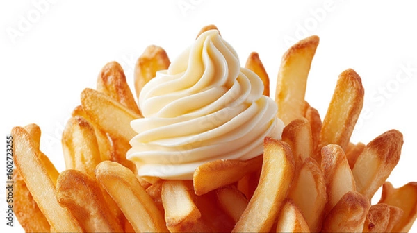 Fototapeta French Fries Topped with Soft Serve Ice Cream