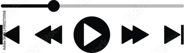 Obraz Music or video play bar icon Audio player for songs or podcast playlist. Play or pause button. Music or video play bar icon. editable stroke vector illustration
