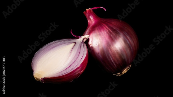 Obraz red onion isolated on black