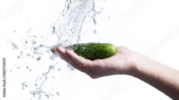 Obraz Watering Cucumber on Hand 