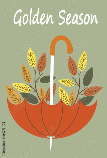 Fototapeta Autumn simple poster set. Autumn flyer set of designs Scandinavian mosaic. Banner autumn elements. Autumn design poster. Vector illustration.