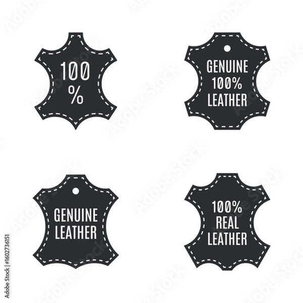 Obraz Genuine leather icon set, original leather signs