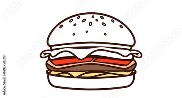 Fototapeta Burger clipart, Burger logo silhouette, Tasty burger shape, Burger illustration, Bun and patty silhouette, Black burger icon, Burger stack outline, Junk food silhouette, Burger meal icon, Burger symbo
