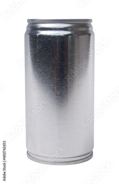 Fototapeta stainless tin can of beverage on white background isolated