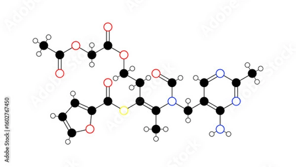 Fototapeta acefurtiamine molecule, structural chemical formula, ball-and-stick model, isolated image vitamin b1 analog