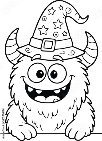 Fototapeta funny character , Goofy Monsters Unleashed:  cute monster illustrations for coloring  line art 