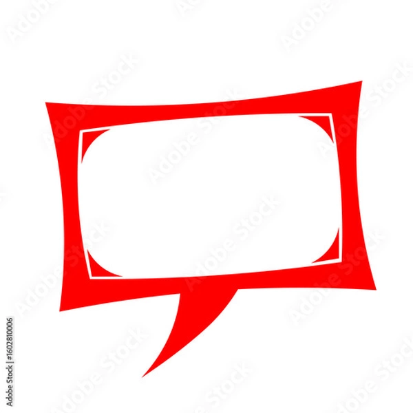 Fototapeta red square curve speech box frame