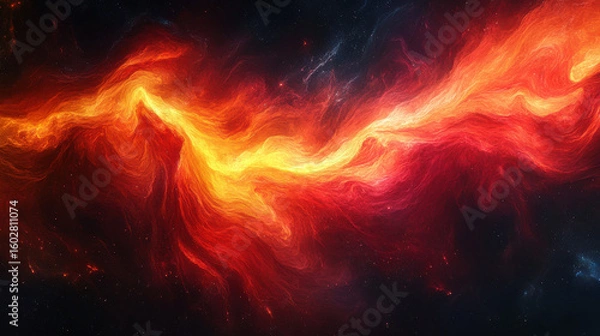 Obraz Fiery Red and Orange Nebula in Dark Space