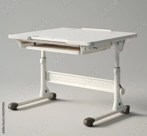 Fototapeta This high-quality, white minimalist desk is perfect for children's activities, providing an organized space for studying, artwork, and creativity in a contemporary setting