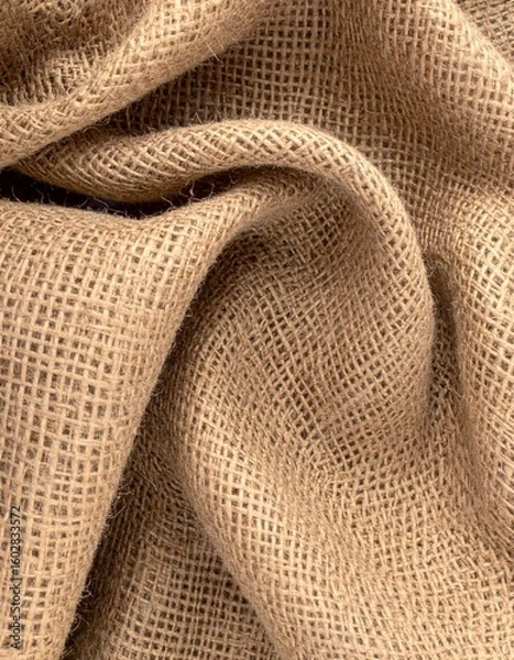 Fototapeta Close Up of Brown Burlap Fabric Texture Background with Detailed Weave Pattern