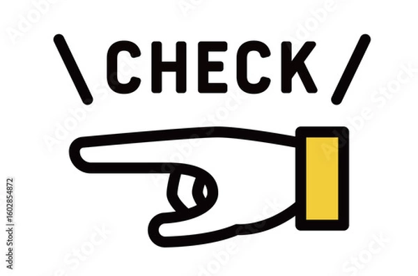 Obraz シンプルな指差しアイコン　イラスト　手　注目　確認　ポイント　アドバイス　チェック　指を差す　重要