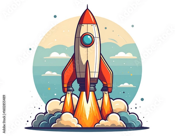 Fototapeta Rocket Launch Illustration