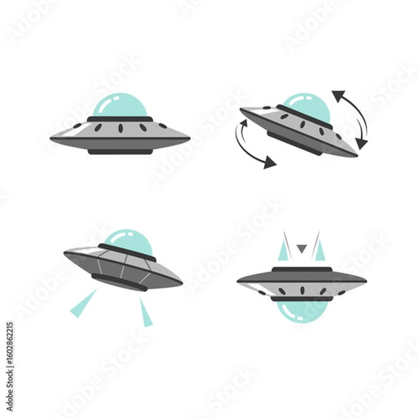 Fototapeta UFO Vector Art – Space and Astronomy Concept flat style