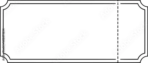 Obraz Blank ticket with perforated edge and decorative corners vector