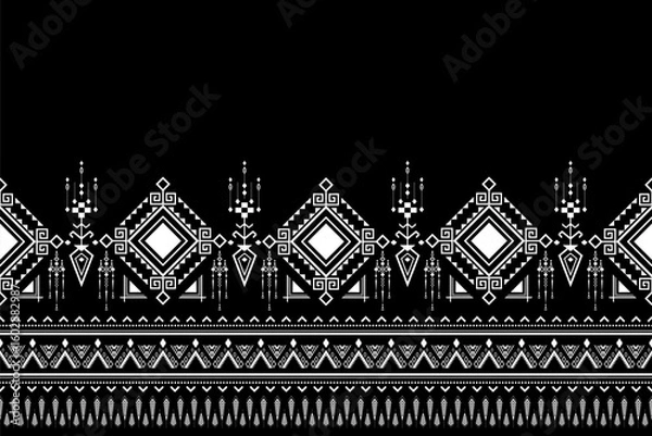Fototapeta Abstract geometric Ethnic pattern. Native fabric decoration traditional embroidery seamless background.