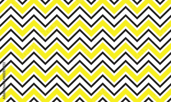 Obraz Abstract yellow and black colour horizontal zig zag line pattern with white background.