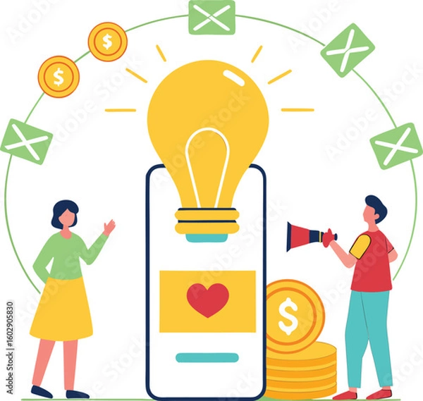 Obraz Crowdfunding for a new mobile app idea