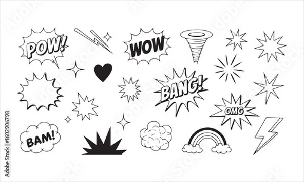 Fototapeta Comic Style Explosion and Expression Vector Icon Set
