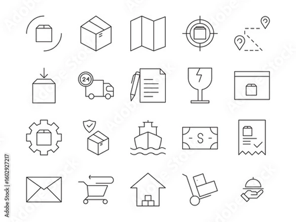 Fototapeta Delivery icon set. editable stroke. Vector illustration