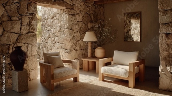 Fototapeta Rustic interior design with natural light