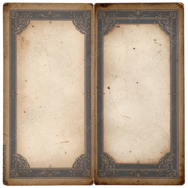 Fototapeta Vintage distressed abstract old photo template, dust and scratches texture effect, png