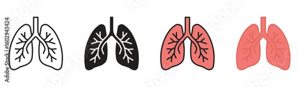 Fototapeta Medical lungs icon  set representing respiratory system and pulmonary health , vector illustration .